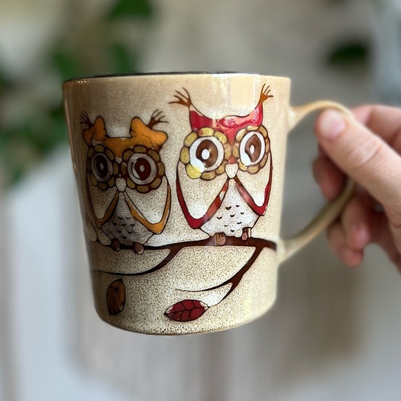 Great Gatherings Owl Mug Vintage Speckled Ceramic Cup Fall Cottagecore MCM Retro - Picture 9 of 9